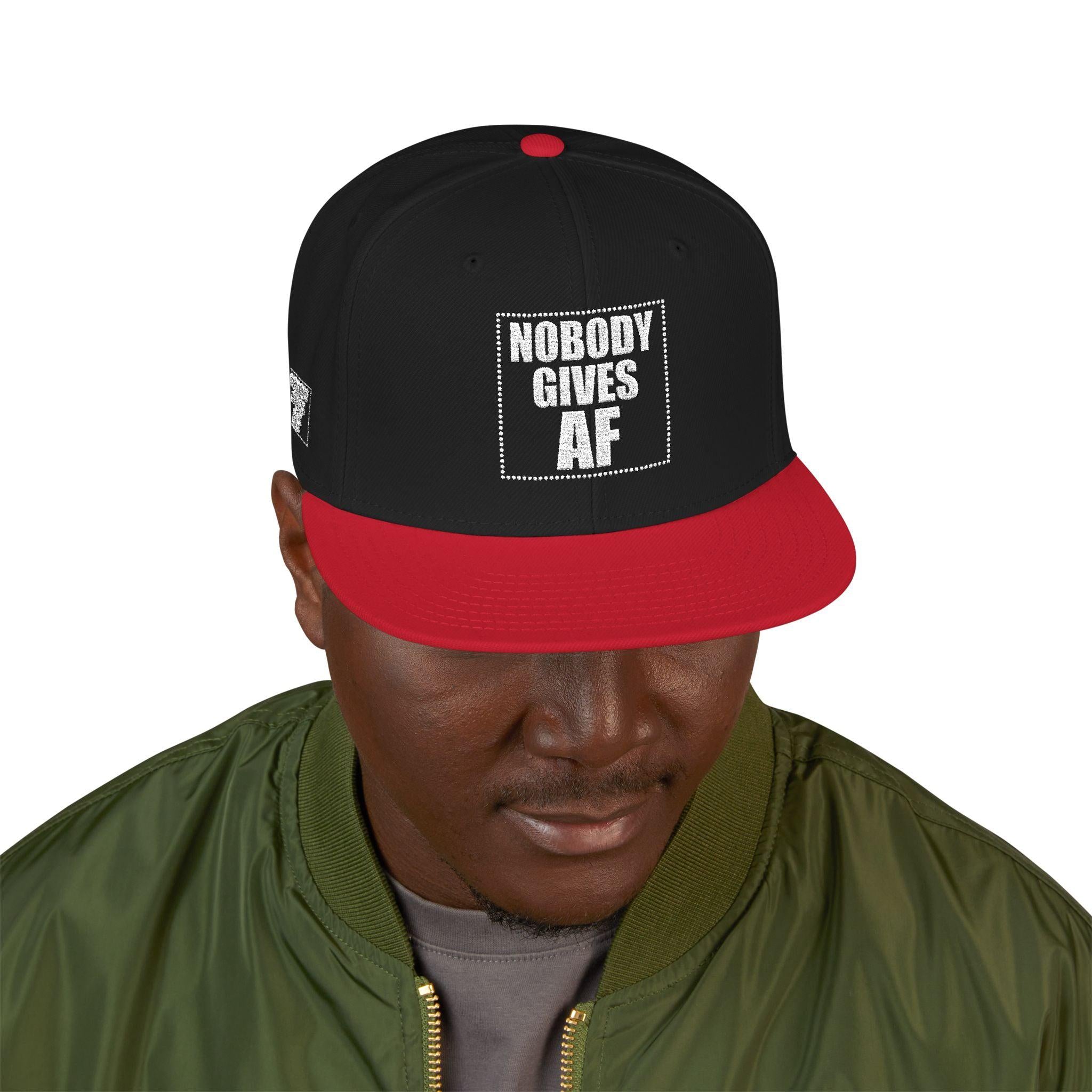 Snapback Hat  "Nobody Gives AF" Embroidered Streetwear Cap