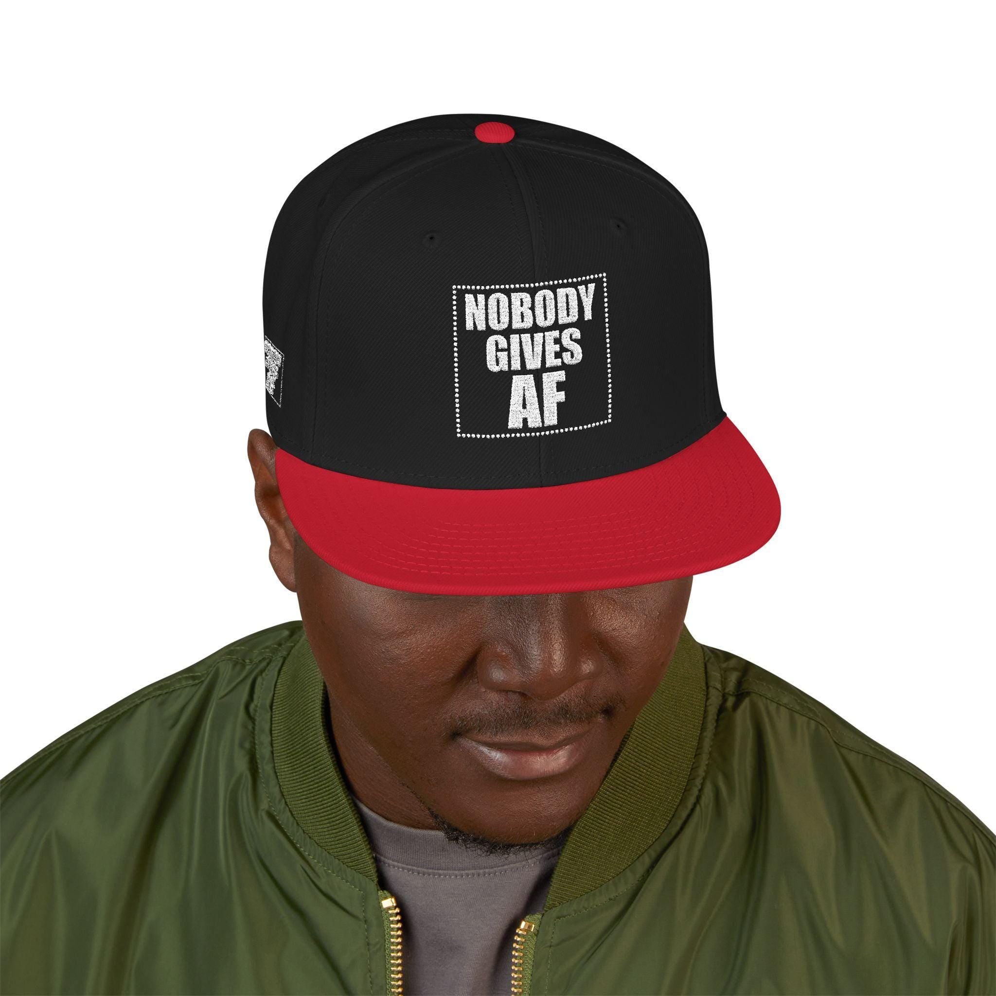 Snapback Hat  "Nobody Gives AF" Embroidered Streetwear Cap