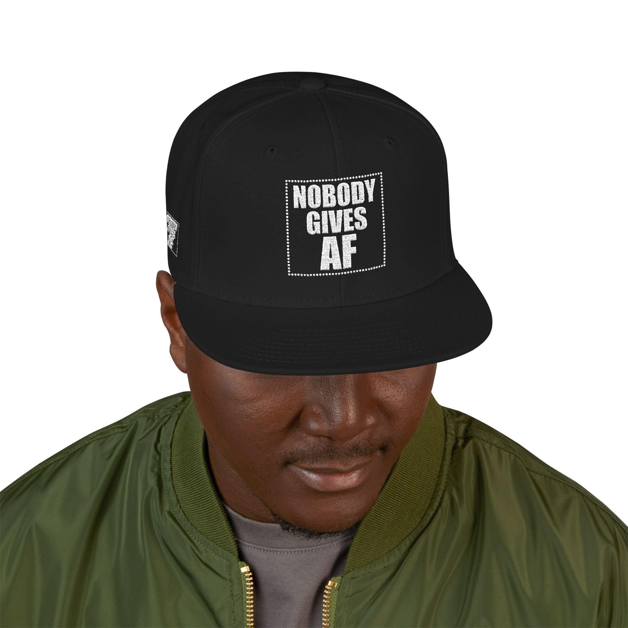 Snapback Hat  "Nobody Gives AF" Embroidered Streetwear Cap