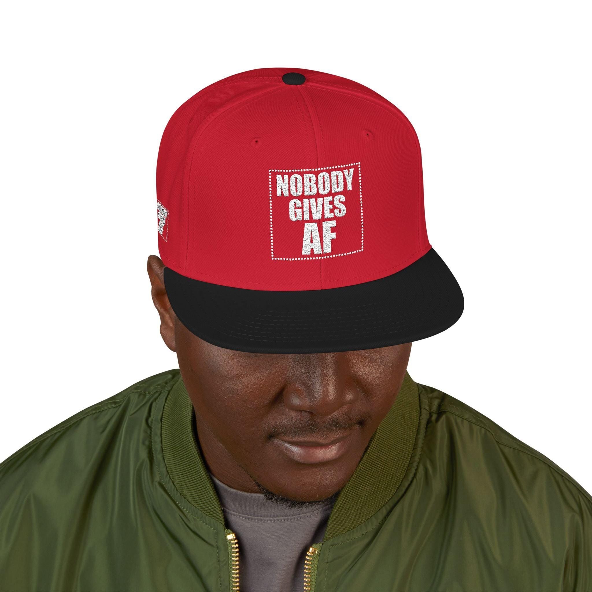 Snapback Hat  "Nobody Gives AF" Embroidered Streetwear Cap